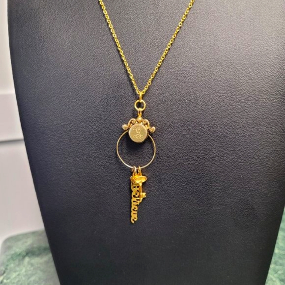 Vintage Gold Plated Believe Key Charm Necklace - Picture 2 of 10